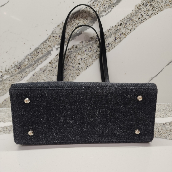 Kate Spade Wool Felt Tote Shoulder Bag Purple Floral Lining - Picture 10 of 16